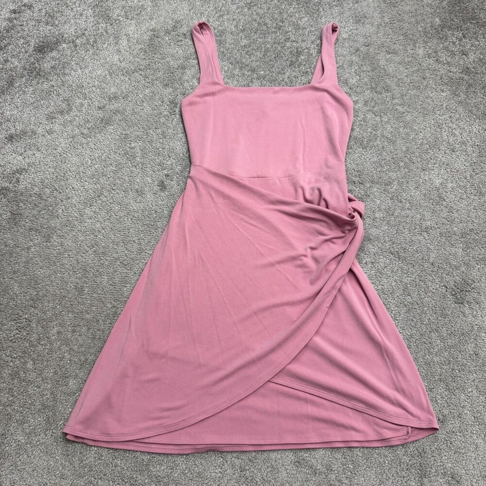Aritzia Wilfred Only Faux Wrap Mini Dress Womens Small Pink Stretch Square Neck